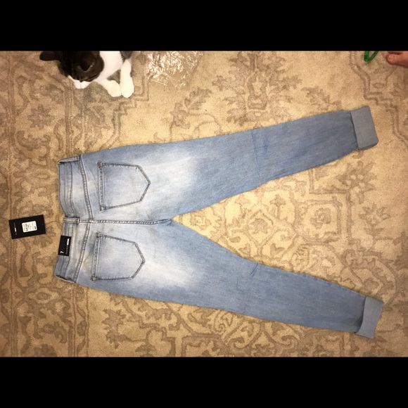 High Waisted Light Wash Distressed Jeans - Picture 2 of 2